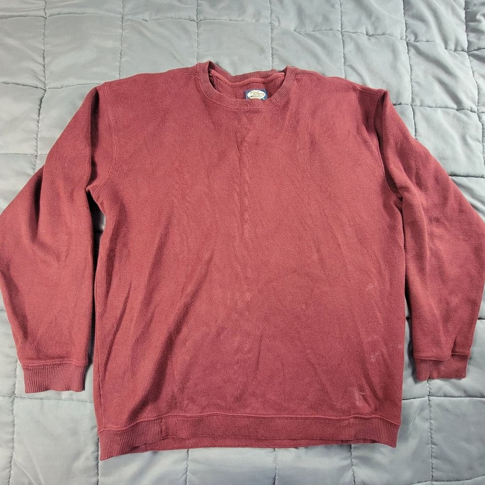 Tommy Bahama Mens Small Red Pullover Shirt Long Sleeve Cotton Comfort Warm